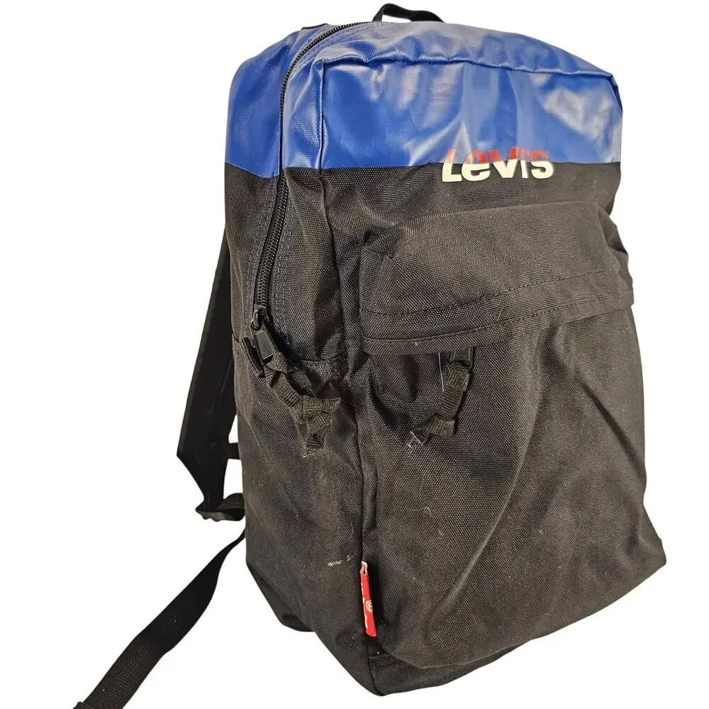 Levi’s Backpack Blue Black Polyester Laptop School Travel Bag 15” x 10